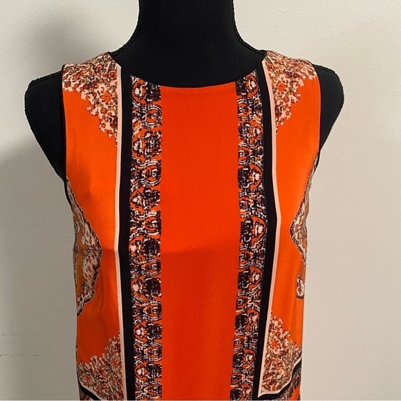 Maeve Dress Women’s Size 0 Orange Canna 100% Silk Shift Dress - Picture 6 of 13